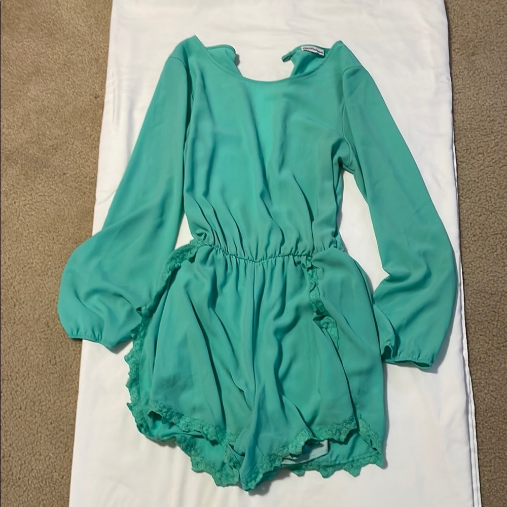 Dainty Hooligan Green Jumpsuit with Elastic Waist and Flowy Design